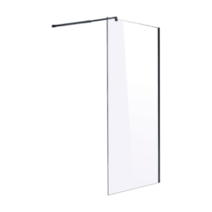 Frameless Shower Screen 10mm Toughened Safety Glass Modern Bathroom Black 200cm