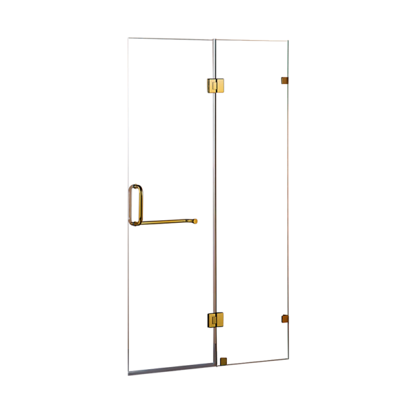 Frameless Shower Screen Tempered Glass Gold Finish Spacious Modern Bathroom