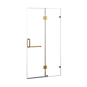 Frameless Shower Screen Tempered Glass Gold Hardware Spacious Modern Design