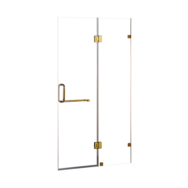 Frameless Shower Screen Tempered Glass Gold Finish Spacious Modern Luxury