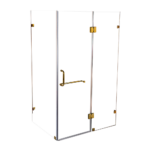 Frameless Shower Screen 10mm Toughened Safety Glass Gold Hardware Square Handle