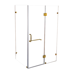 Frameless Shower Screen 10mm Toughened Safety Glass Gold Hardware Square Handle