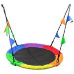 1m Rainbow Saucer Mat Swing Kids Indoor/Outdoor Tree Swing Safe & Fun Entertainment for All Ages