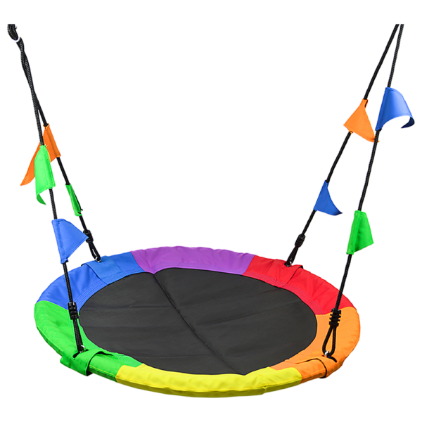 1m Rainbow Saucer Mat Swing Kids Indoor/Outdoor Tree Swing Safe & Fun Entertainment for All Ages