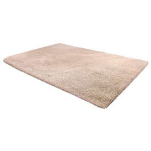 200x140cm Beige Shaggy Rug Plush Non Slip Easy to Clean Retro Mod Vibe