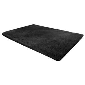 Black Shag Rug Soft Stain Resistant 200x140cm Foam Backed Easy to Clean