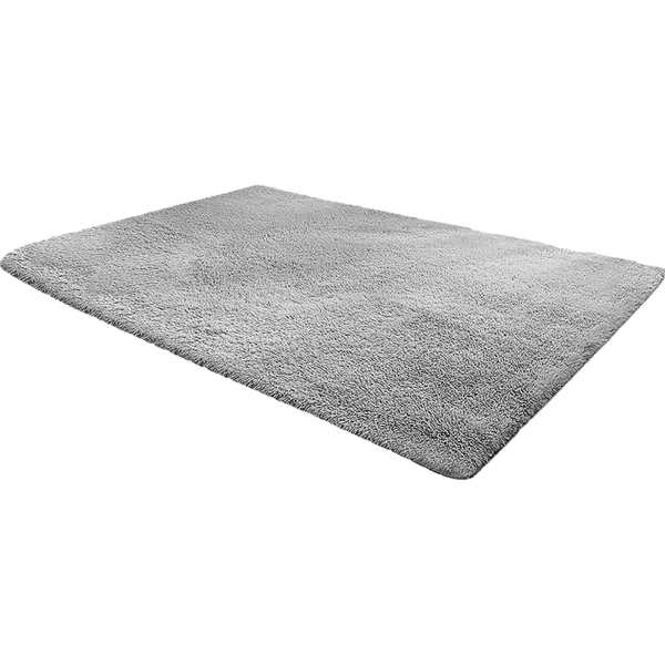 Grey Shag Rug Soft Stain Resistant Non Slip 200x140cm Bedroom Living Room Mat