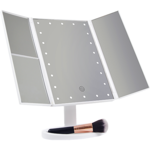 LED Makeup Mirror Standing Tri Fold Touch