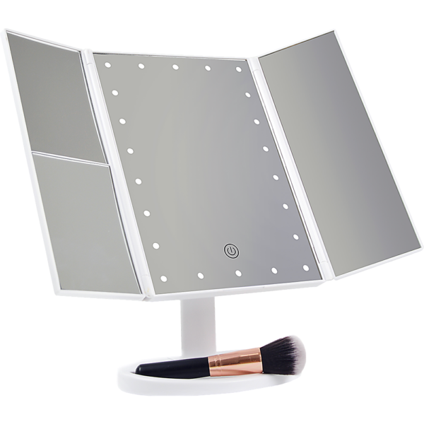 LED Makeup Mirror Standing Tri Fold Touch