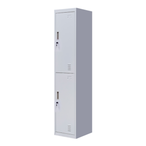 2 Door Vertical Locker for Office Gym Shed School Home Storage Durable Steel Standard Lock Grey