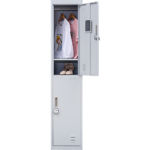 2 Door Vertical Locker for Office Gym Shed School Home Storage All Steel 4 Digit Combination Lock Grey