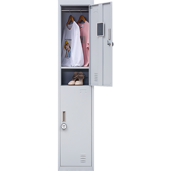 2 Door Vertical Locker for Office Gym Shed School Home Storage All Steel 4 Digit Combination Lock Grey