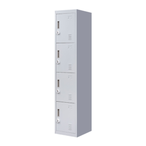 4 Door Vertical Locker for Office Gym Shed School Home Storage. Slim & versatile 3 Digit Combination Lock Grey