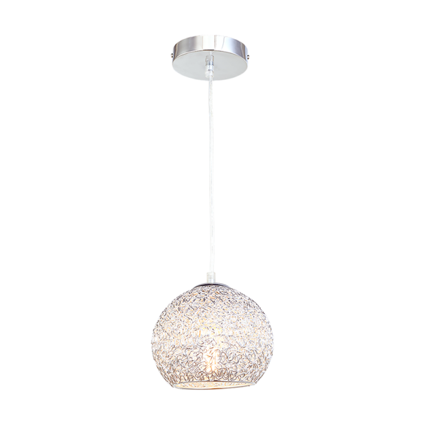 Kitchen Pendant Light Aluminium Chandelier Mid Century Modern Design Silver Shade Adjustable Height