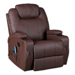 Brown Massage Sofa Chair Recliner 360 Swivel PU Leather Lounge 8 Point Heated