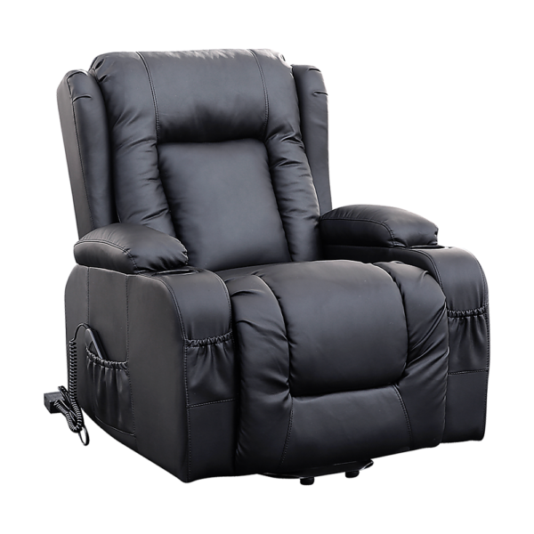 Recliner Chair Electric Massage Lift Heated Leather Lounge Sofa Black 165° Tilt