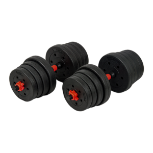 30kg Adjustable Rubber Dumbbell Set Barbell Home GYM Exercise Weights Sturdy Safe Ergonomic Design 16 Weight Combinations Chrome Plated Spring Steel and Rubber Black/Red