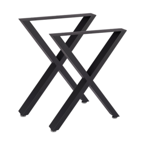 X Shaped Table Bench Desk Legs Retro Industrial Design Fully Welded Black 71cm x 60cm 2 Legs Powder Coated Steel