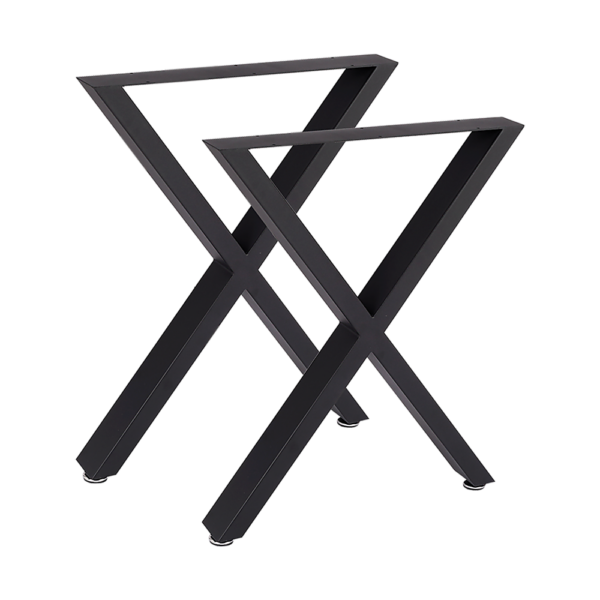 X Shaped Table Bench Desk Legs Retro Industrial Design Fully Welded Black 71cm x 60cm 2 Legs Powder Coated Steel