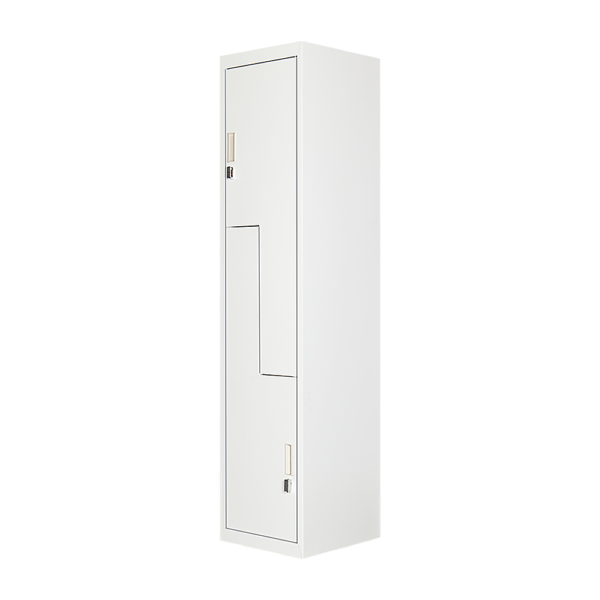 Grey Two Door L shaped Locker for Office or Gym Storage Padlock operated Steel 180x40x45cm