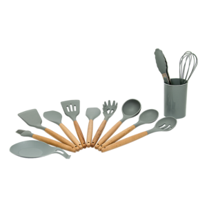 13 Piece Silicone Kitchen Utensil Set with Holder & Hooks Non Stick Heat Resistant Dishwasher Safe