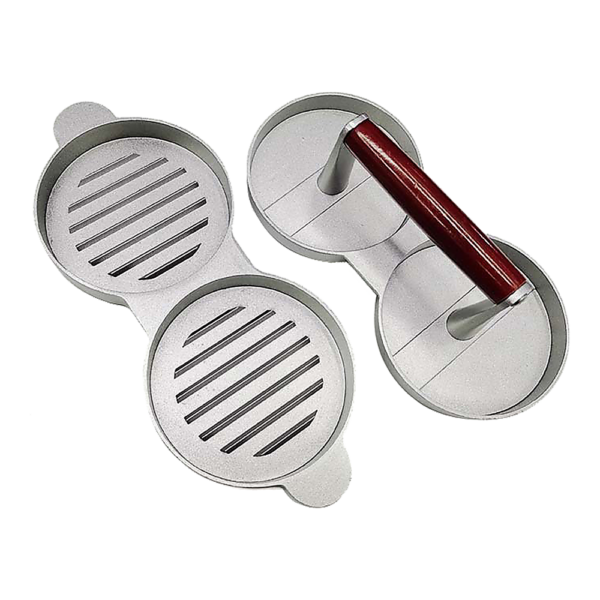 Double Burger Press Non Stick Aluminium Hamburger Maker BBQ Tool Ergonomic Handle