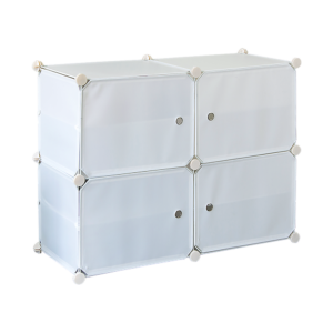 White Cube Shoe Cabinet Rack Storage Portable Stackable Organiser Stand Metal & Plastic