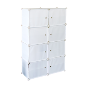 White Cube Shoe Cabinet Rack Storage Portable Stackable Organiser Stand Metal & Plastic 85x32x127cm