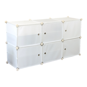 White Cube Shoe Cabinet Rack Storage Portable Stackable Organiser Stand Metal & Plastic