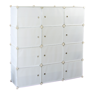 White Cube Shoe Cabinet Rack Storage Portable Stackable Organiser Stand Plastic & Metal