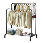 Heavy Duty Double Clothes Rail Hanging Rack Garment Display Stand Storage Shelf Metal Pipes 30kg Capacity