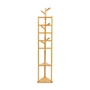 Versatile Clothes Coat Rack Stand Shelf Wooden Tree Hanger Bag Hat Hook Holder Bamboo 6 Hooks 168cm