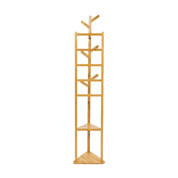 Versatile Clothes Coat Rack Stand Shelf Wooden Tree Hanger Bag Hat Hook Holder Bamboo 6 Hooks 168cm