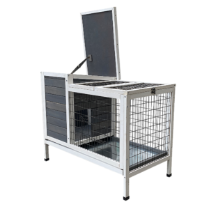 Rabbit Bunny Cage Hutch Pet Condo Non Toxic Elmwood Grey White 92x53x76cm