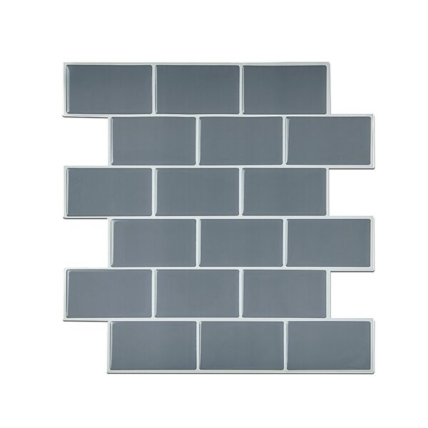 Peel and Stick Wall Tiles Dark Grey 3D Ceramic Look 10 Sheets