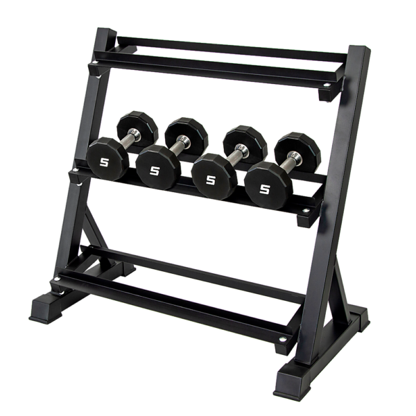 Dumbbell Rack Storage Stand Hex Weight Heavy Duty 3 Tier Wide Home Gym Fitness Commercial Steel 300kg Max Angled Shelves Compact No Weights