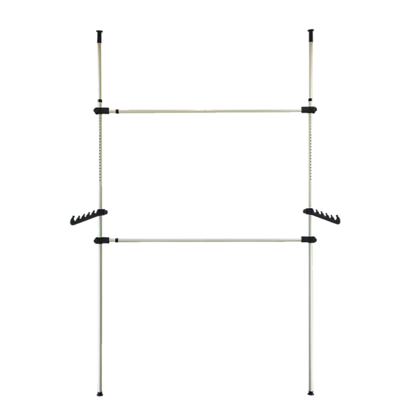 Adjustable Clothes Rail Storage Garment Shelf Hanging Display Stand Heavy Duty Steel & ABS White 110 320cm Height 60 110cm Width