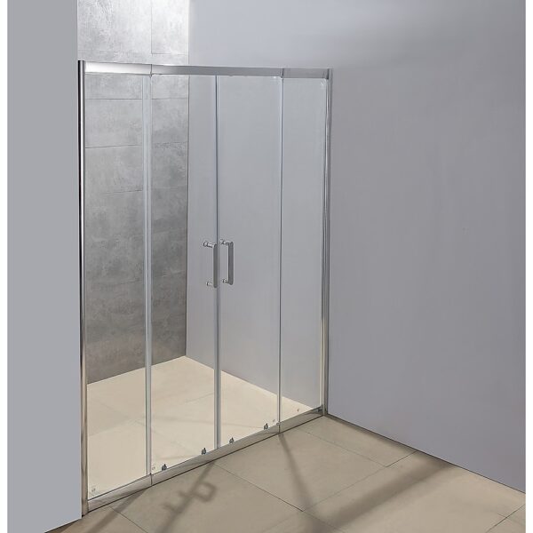 Sliding Door Safety Glass Shower Screen Chrome 1400 1600mm  Easy Clean 6mm Glass 304 Stainless Steel Handles