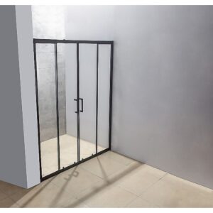 Sliding Door Safety Glass Shower Screen Black 1400 1600mm  Modern