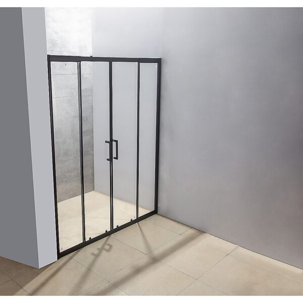 Sliding Door Safety Glass Shower Screen Black 1400 1600mm  Modern