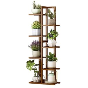 6 Tiers Vertical Bamboo Plant Stand Staged Flower Shelf Rack Dark Wood Eco Friendly