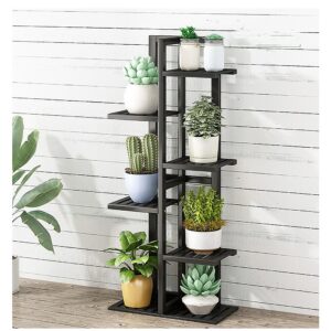 6 Tiers Vertical Bamboo Plant Stand Staged Flower Shelf Rack Eco Friendly Black