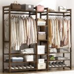 Portable Clothes Rack Coat Garment Stand Bamboo Rail Hanger Airer Closet Stylish & Functional Storage Solution