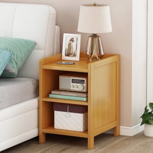 Randy and Travis Bamboo Bedside Table Nightstand Open Drawer & Shelf Wood 25x30x40cm