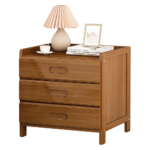 Bamboo Bedside Table Nightstand Storage 3 Drawers Waterproof Dark Wood 42x30x40cm