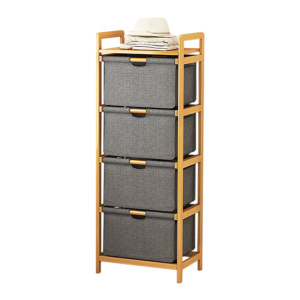 Bamboo Shelf with Storage Hamper Coastal  Drawers Lightweight & Easy Assembly