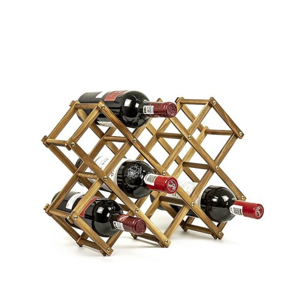 Wooden Wine Rack Freestanding 10 Bottles Countertop Storage Randy Travis Machinery