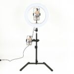 12 LED Video Ring Light with Tabletop Stand & Phone Holder Adjustable Color & Intensity