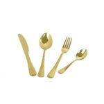 24 Piece Gold Cutlery Flatware Set Stainless Steel Silverware Reflective Mirror