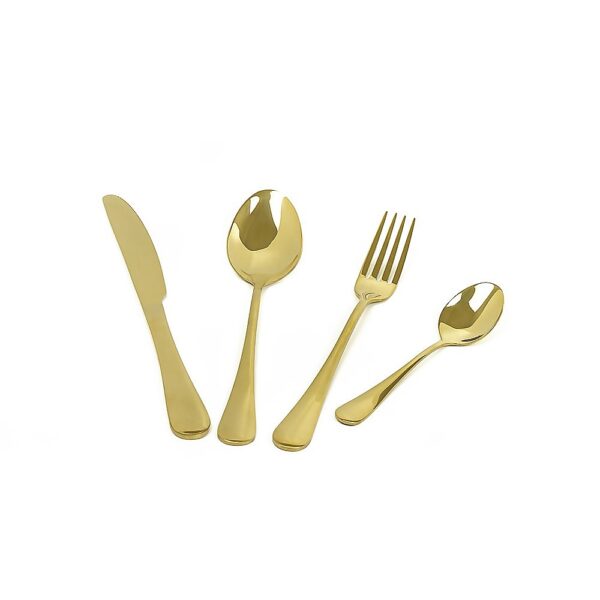 24 Piece Gold Cutlery Flatware Set Stainless Steel Silverware Reflective Mirror